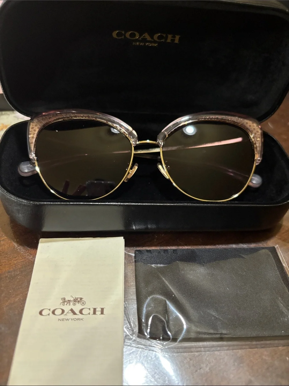 Coach Black Leather Sunglasses Case with Embossed Logo with coach sunglasses